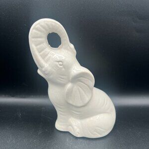 Vintage 1980s Lucky White Elephant Ceramic Figurine